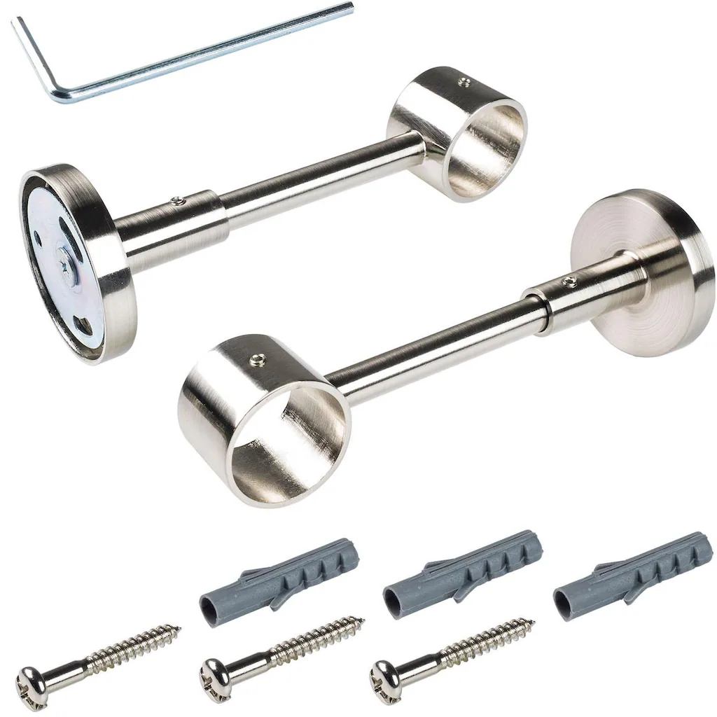 Liedeco Gardinenstange »Kegel Edelstahl-optik«, 1 Läufig-läufig, Fixmaß, Edelstahlfarben – Bild 4