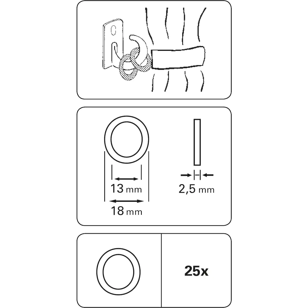 GARDINIA Gardinenring »Hohlring«, (25 St.), Serie Vitragestangen/Caféhausstangen – Bild 2