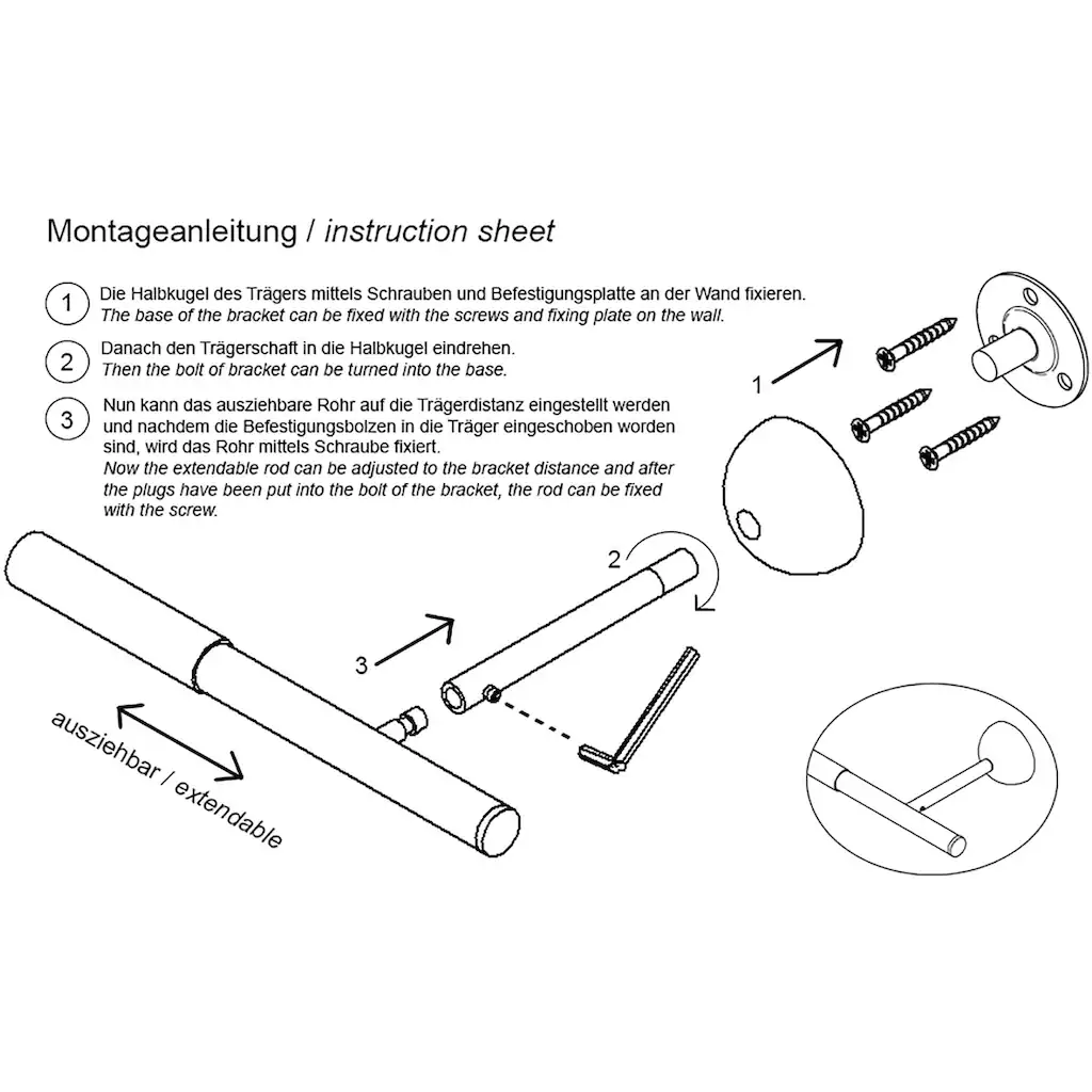 Indeko Gardinenstange »Albany«, 1 Läufig-läufig, Ausziehbar – Bild 3